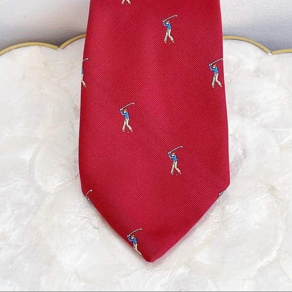 Vintage Red Men’s Golfer Polyester Tie Fathers Day - Picture 3 of 9